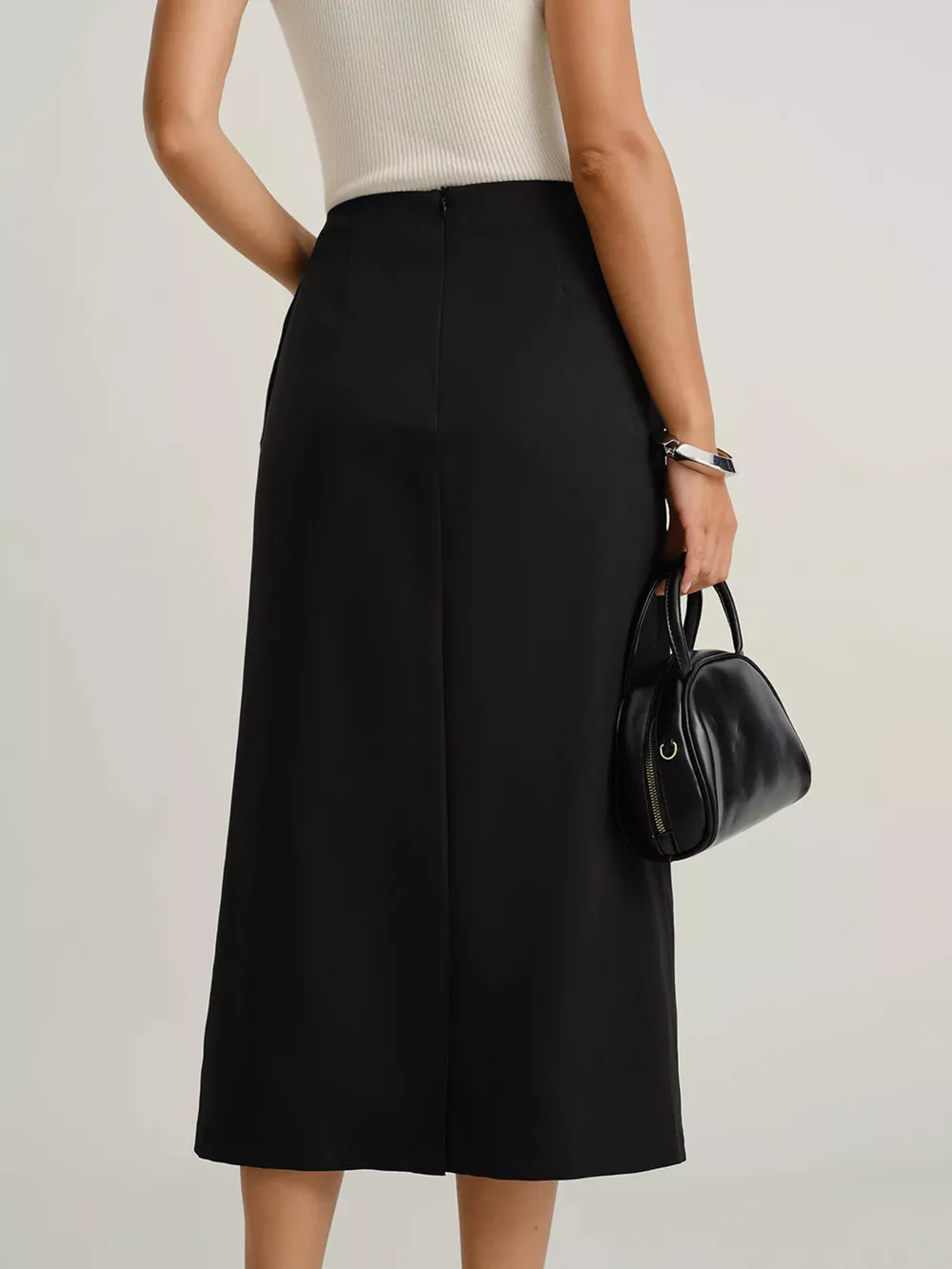 Button-Front Pocketed Midi Skirt, image 6