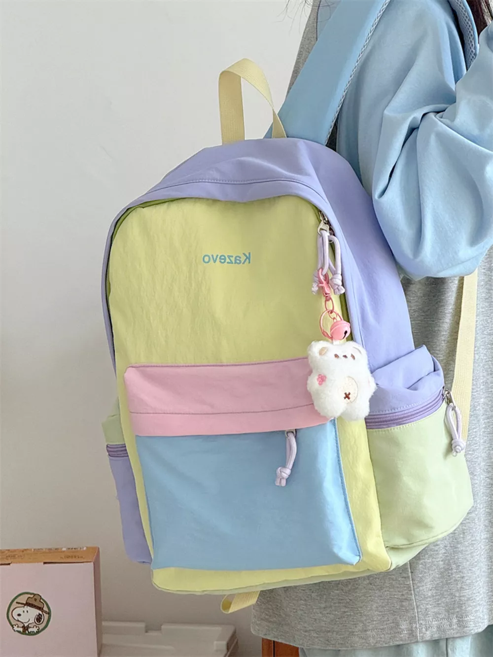 Color Block Lightweight Backpack Bag, image 3