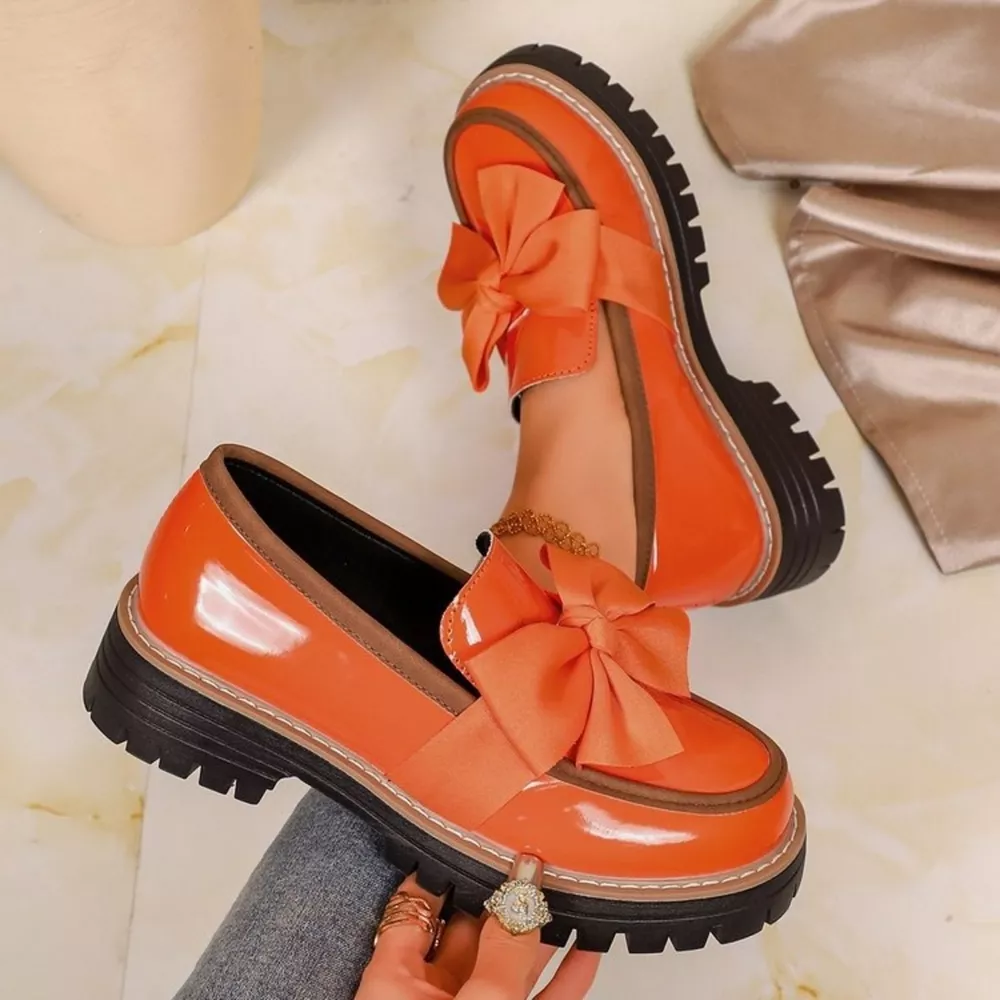 Round Toe Bow Loafers, image 5