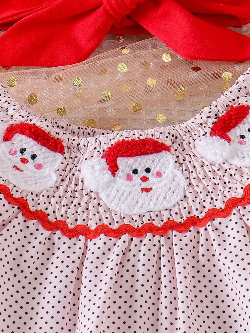 Children's Christmas Santa Embroidered Dress, image 4