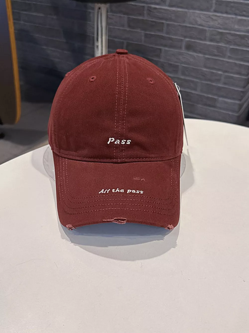 Distressed Baseball Cap with Embroidered Slogan, image 3