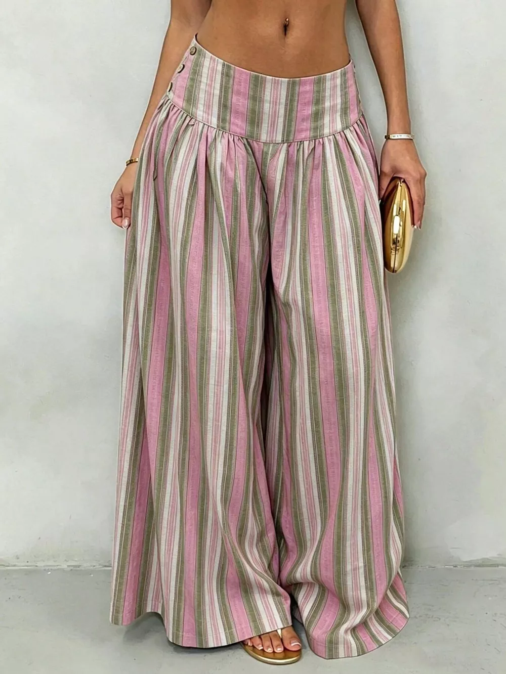 High-Waisted Striped Wide-Leg Casual Pants, image 5