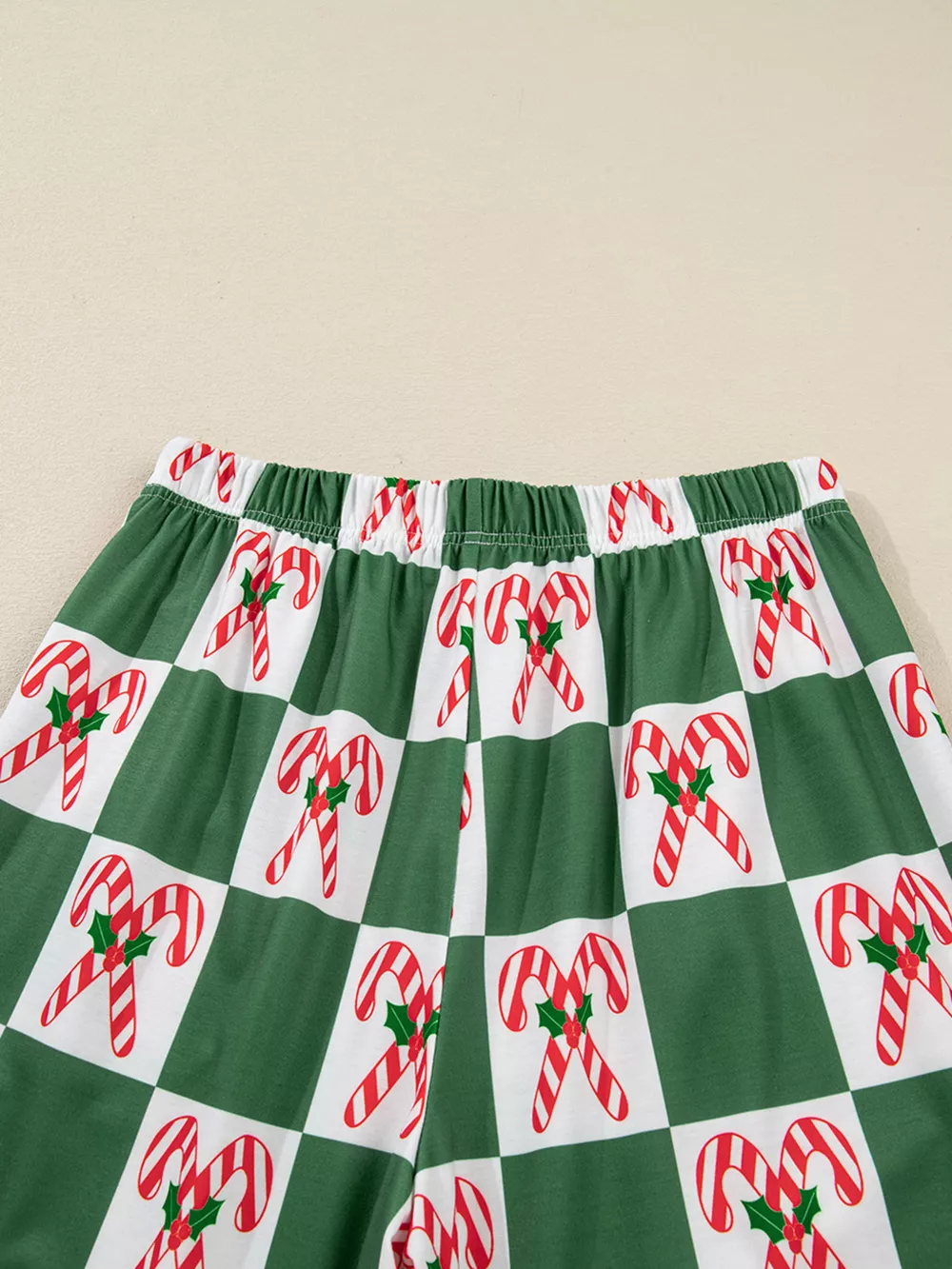 Candy Cane Checkered Pattern 2pcs Pajama Set, image 11