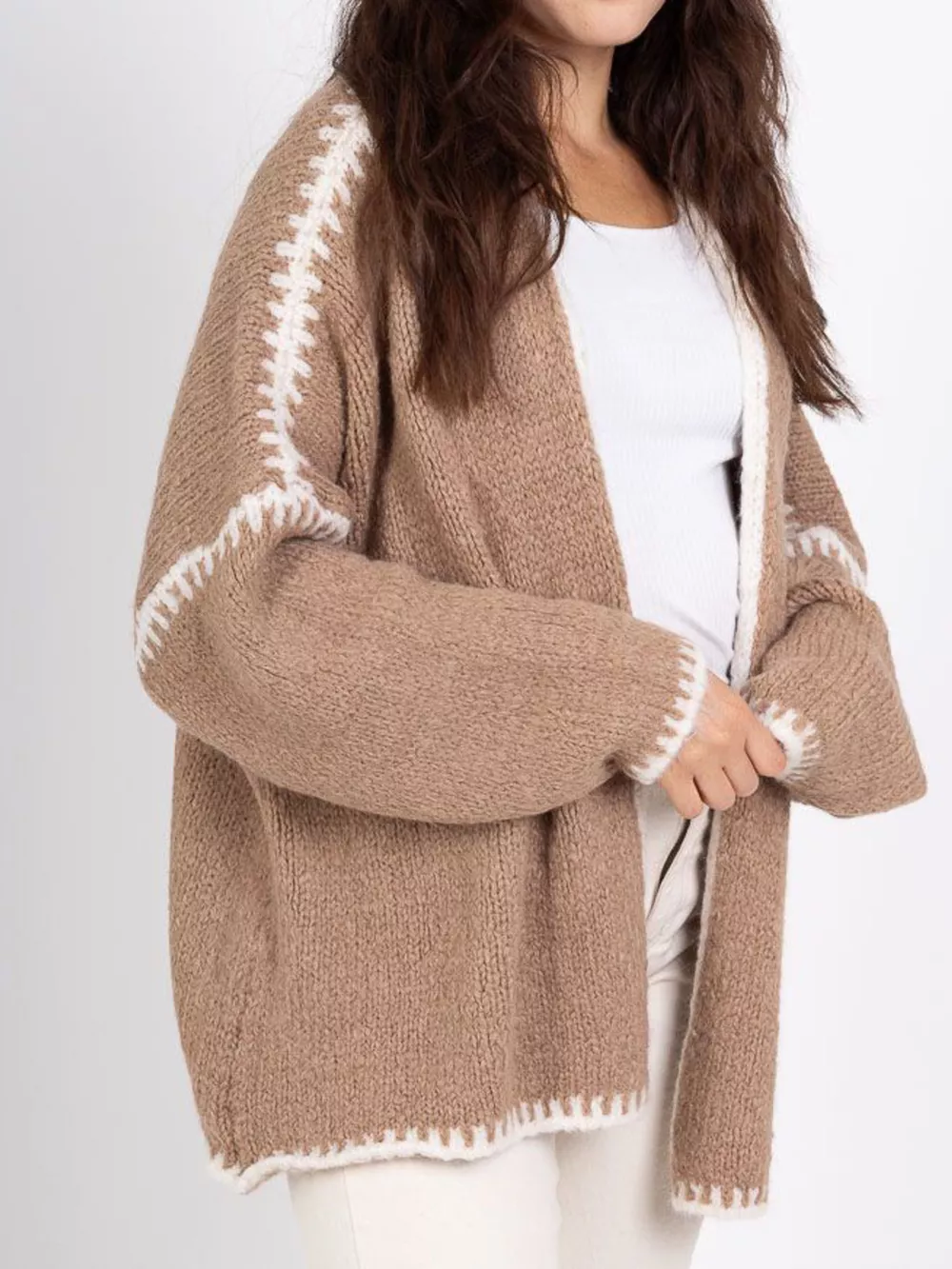Contrast Trim Open Front Cardigan, image 20