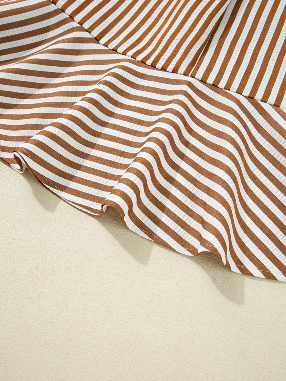 Stripe Ruffled Hem Collared Long Sleeve Shirt Mini Dress, image 10