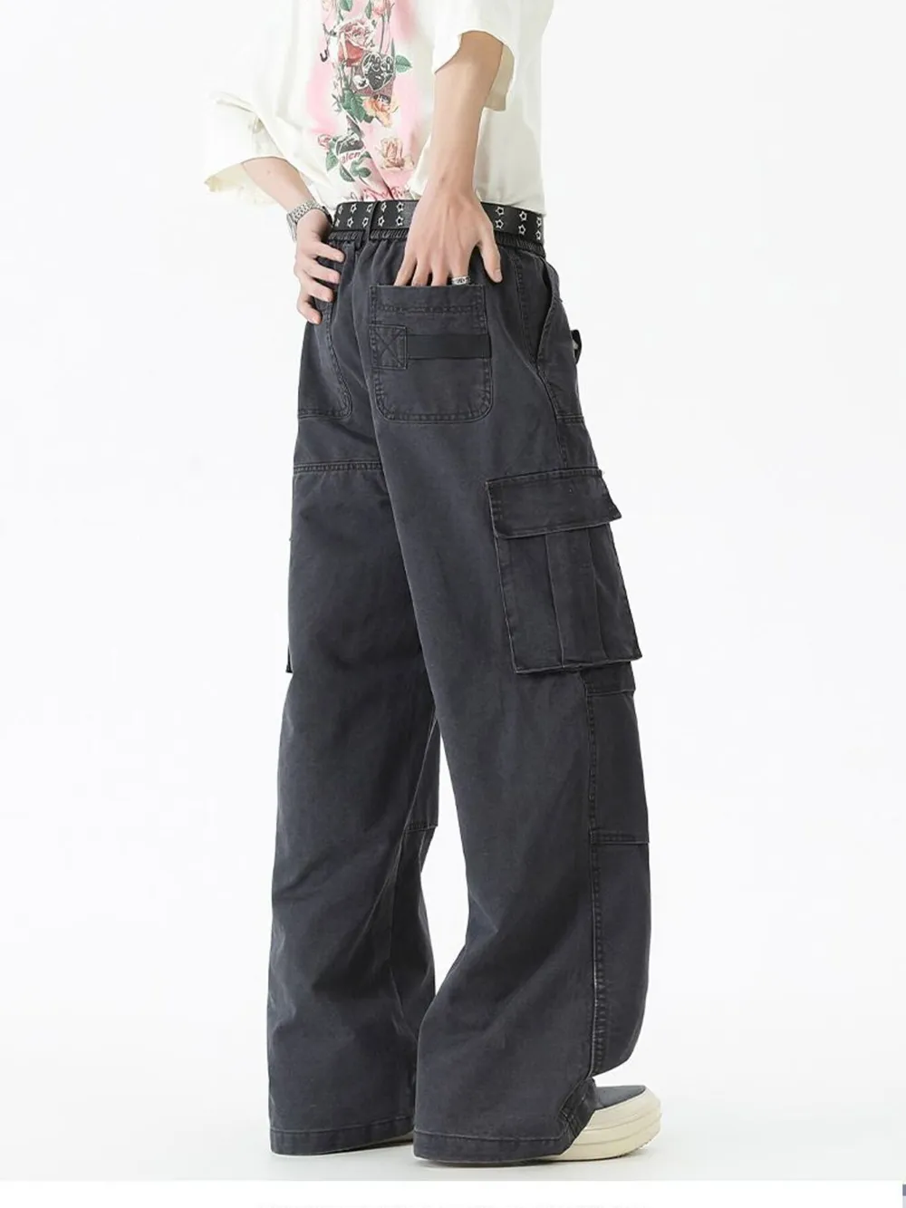 Men's Wide Leg Cargo Pants, image 4