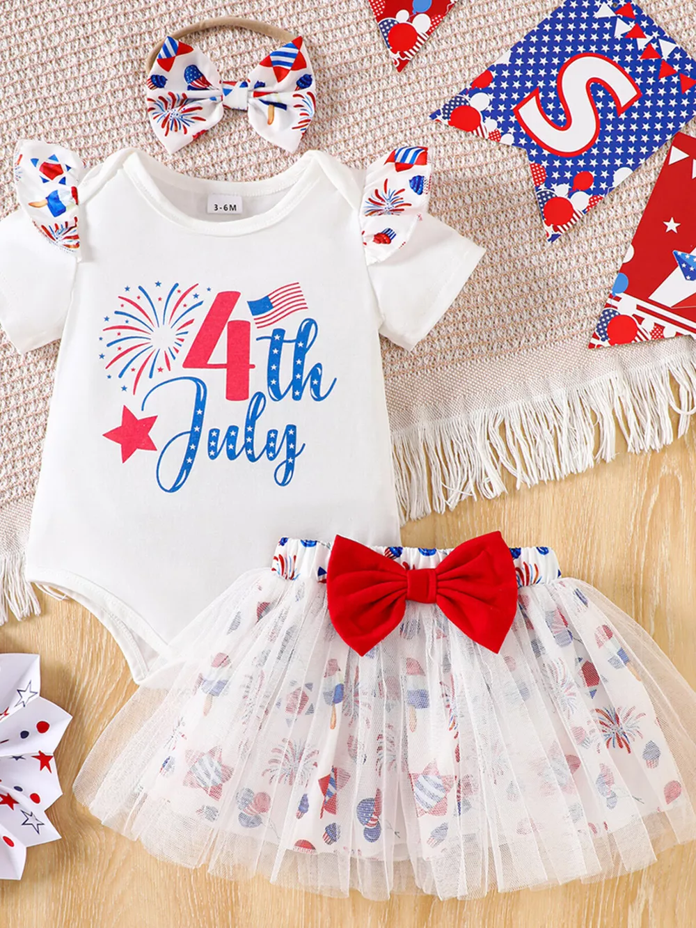 Children's Independence Day Print Outfit Set, image 2