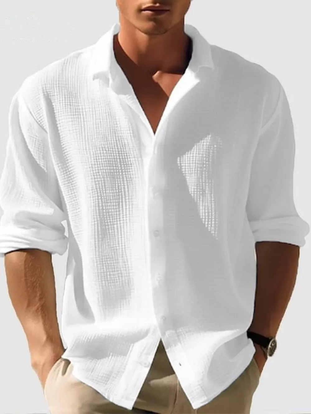 Men's Full Size Button Up Long Sleeve Shirt Plus Size, image 5