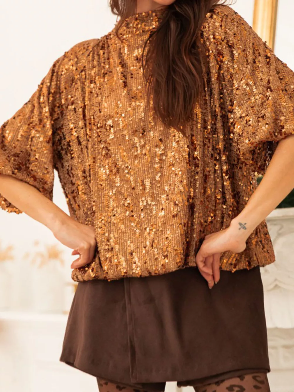Sequin Embellished Tie-Back Blouse, image 6