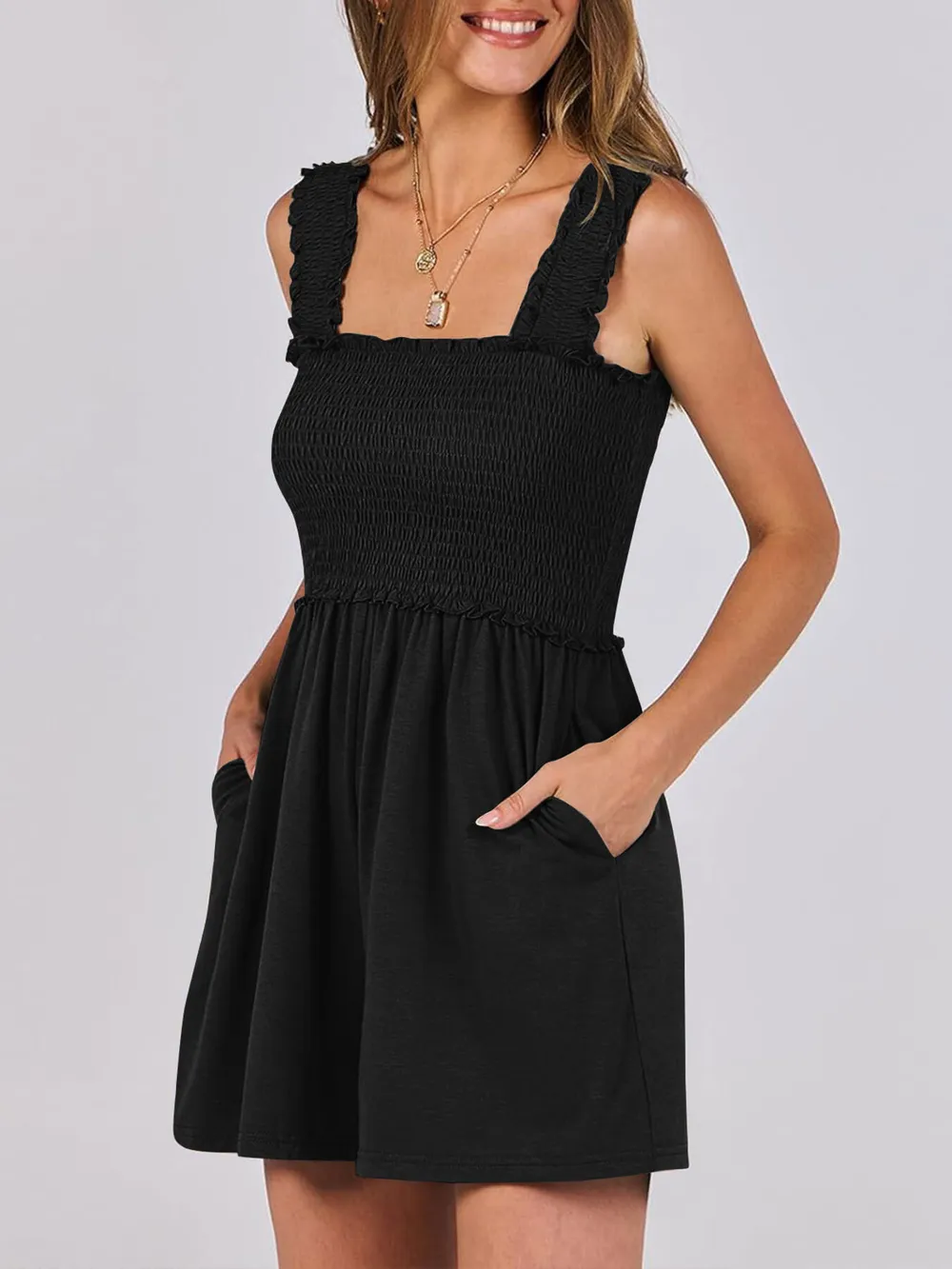 Smocked Square Neck Summer Romper, image 13