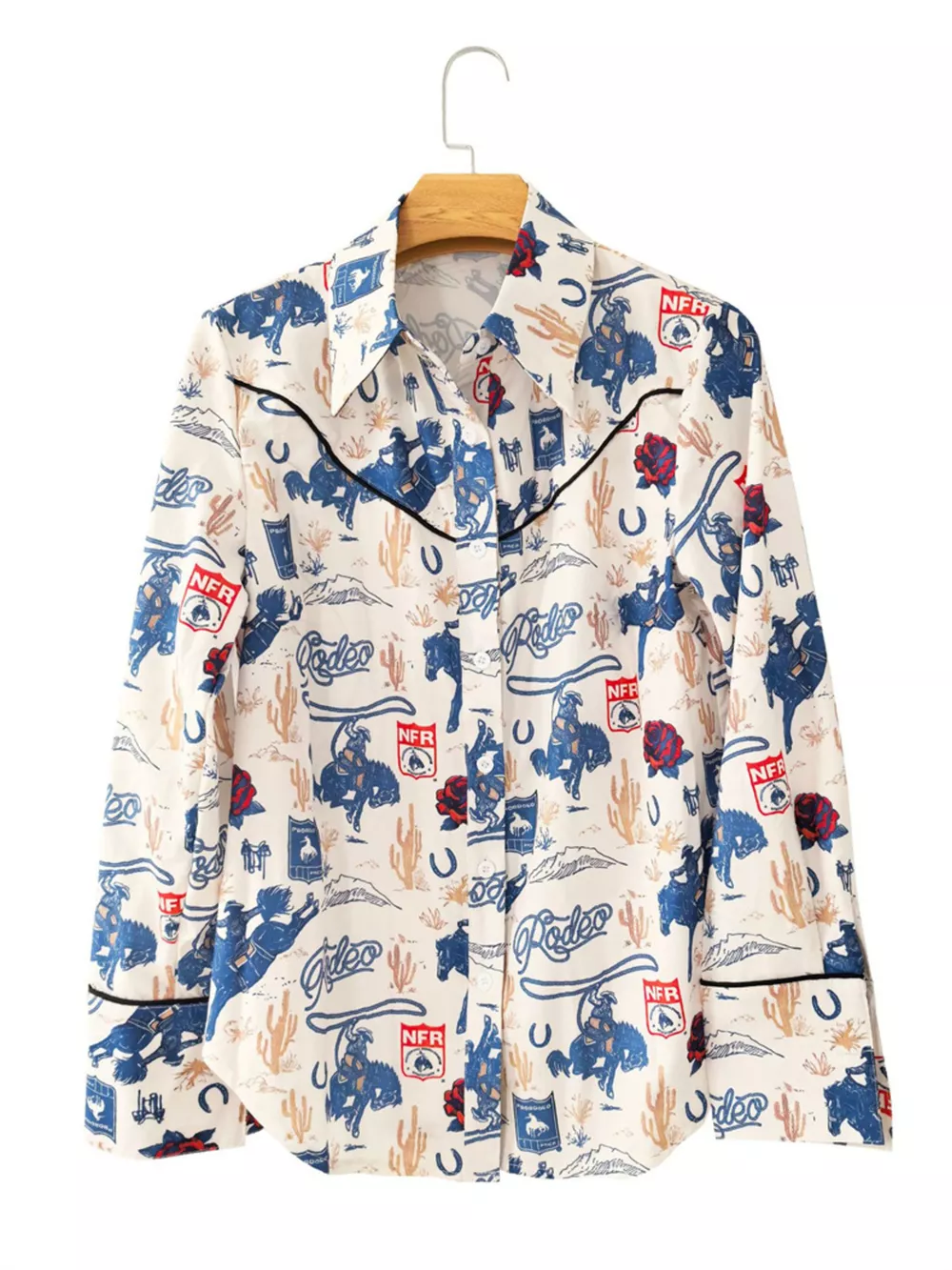 Printed Button Up Long Sleeve Shirt, image 4