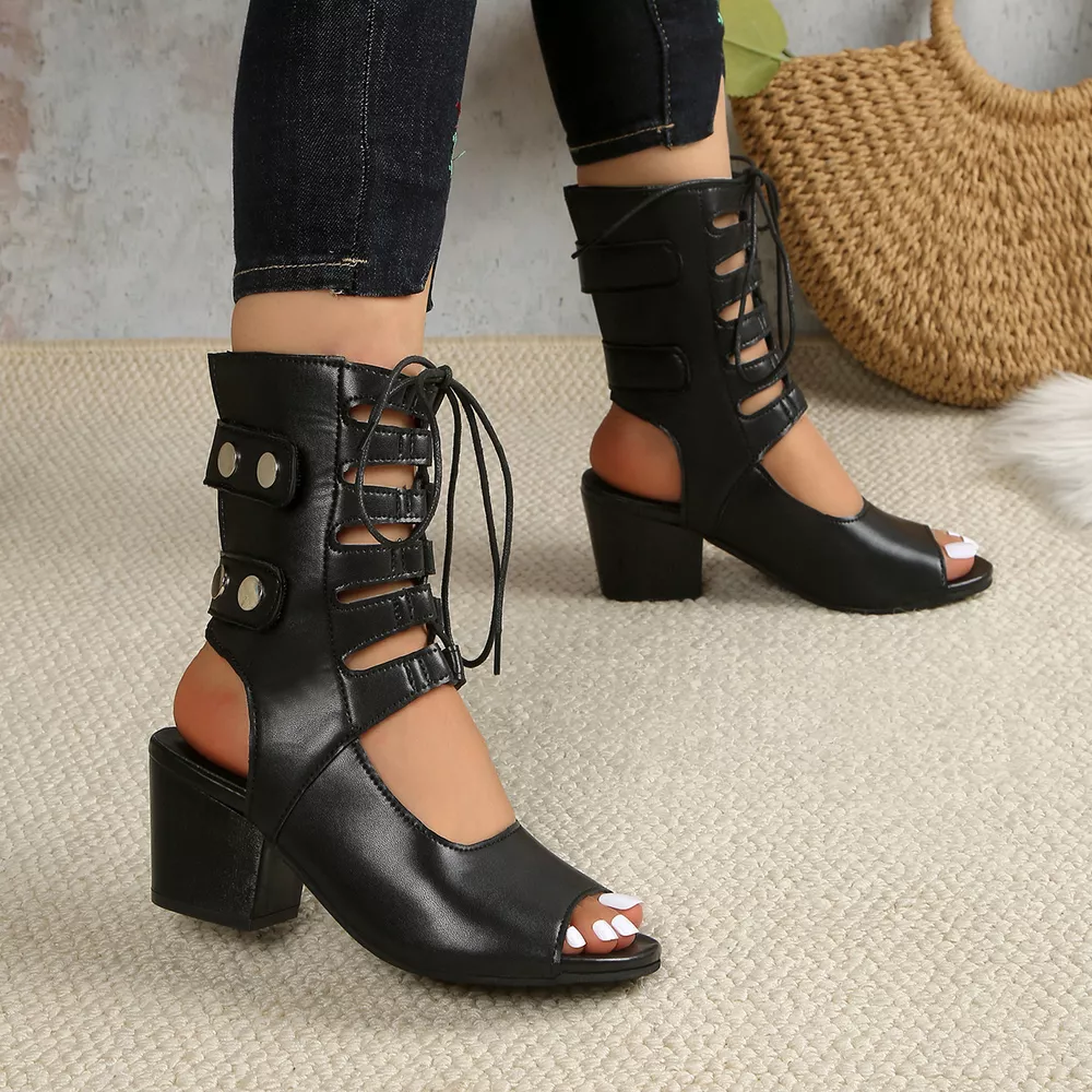 Lace Up Block Heels Sandals, image 5