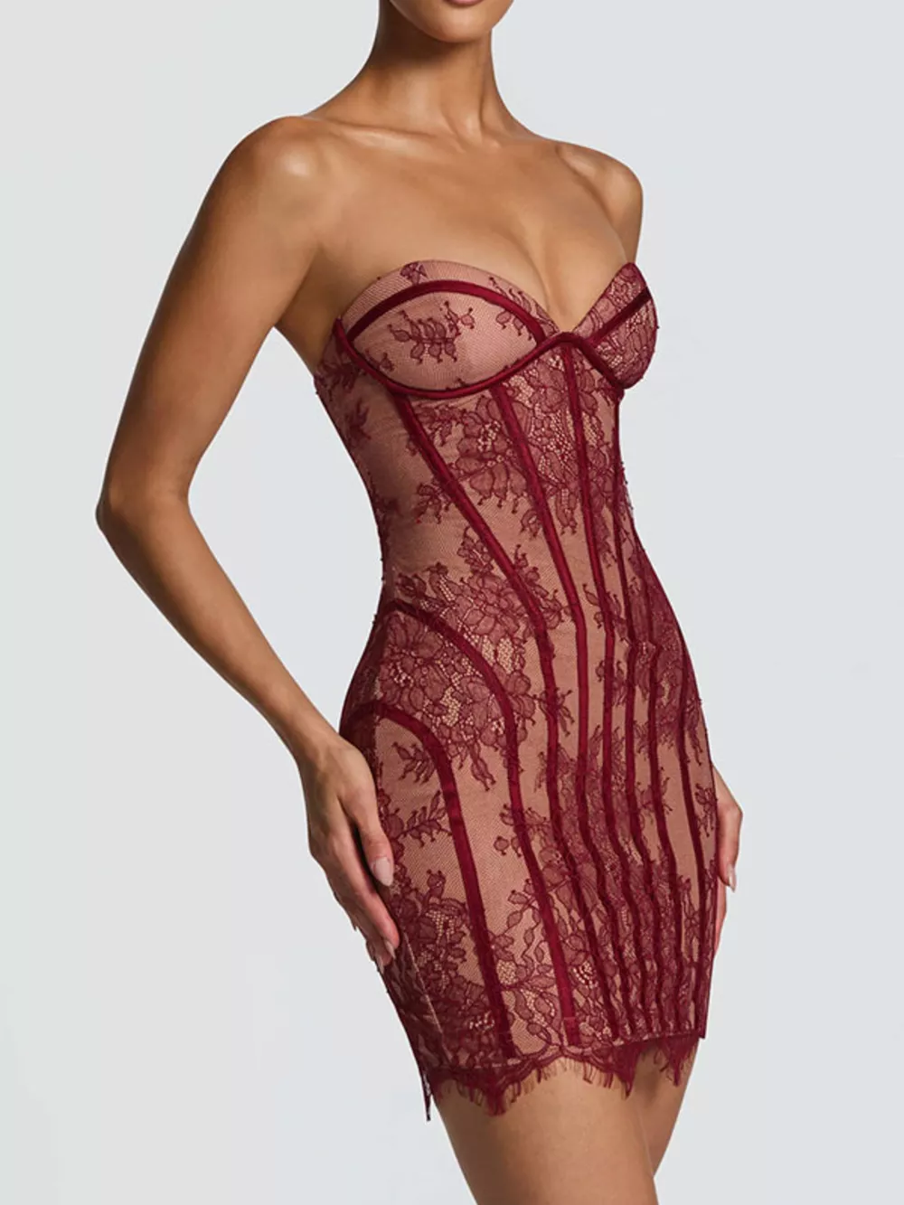 Lace Detail Tube Mini Dress, image 7