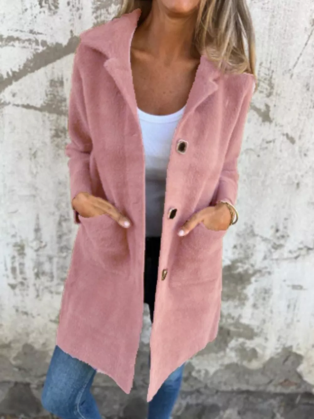 Full Size Button-Down Long Sleeve Longline Coat Plus Size, image 2