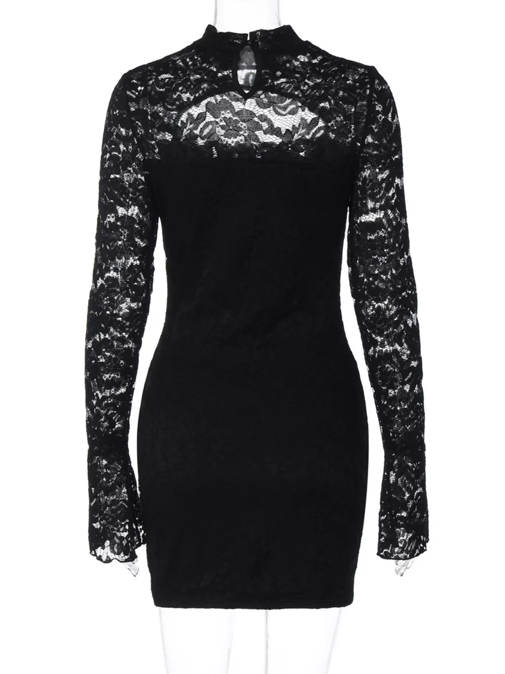 Lace Cut-out Long Sleeve Mini Dress, image 5