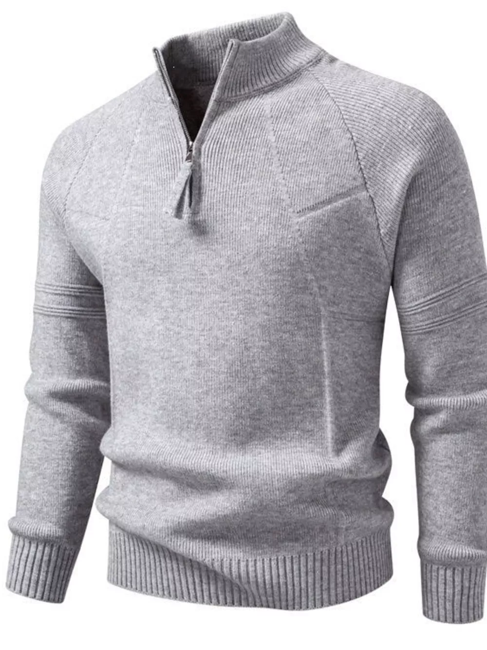 Men's Plus Size Quarter-Zip Ribbed Knit Sweater, image 7
