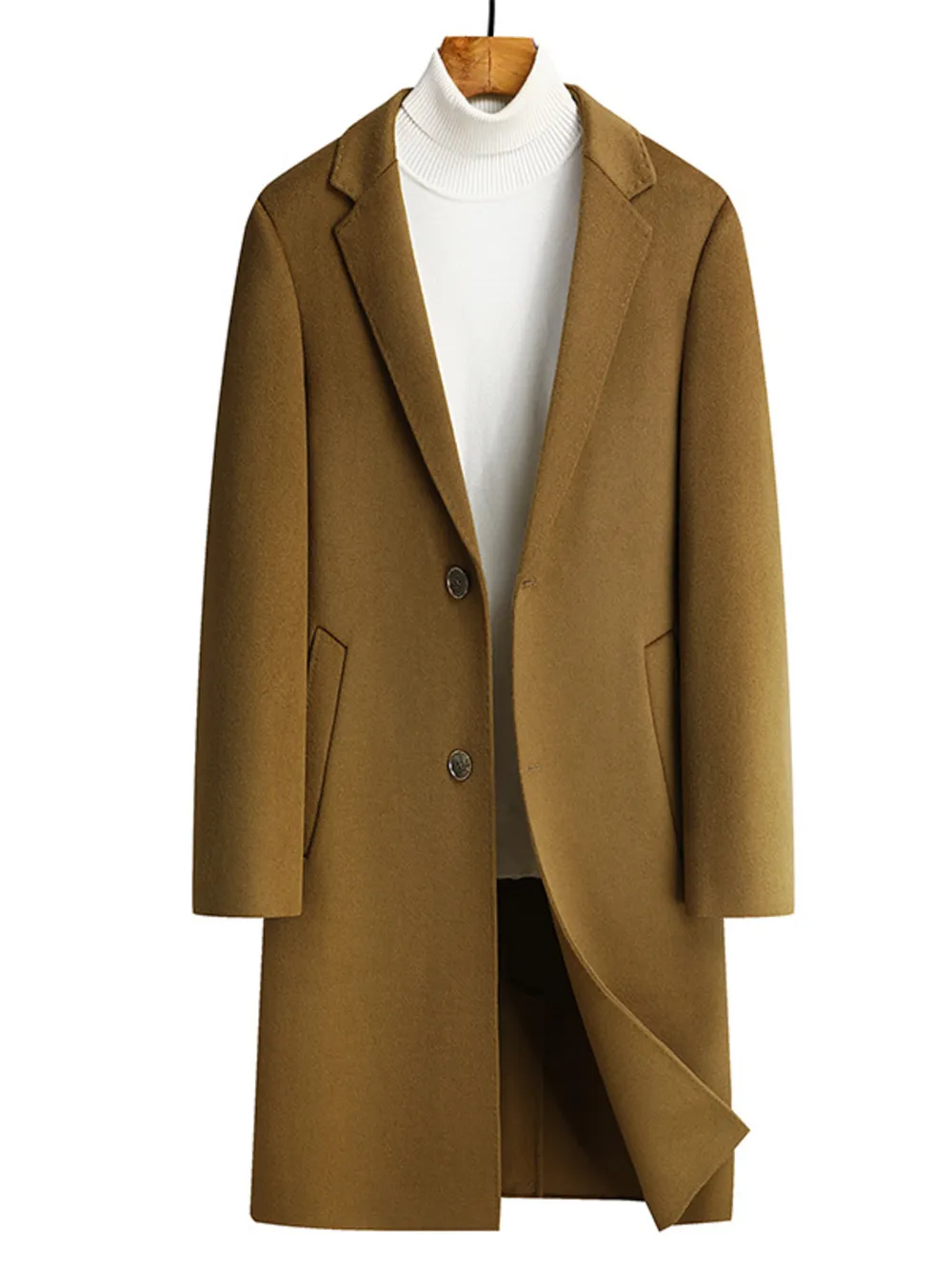 Men's Plus Size Lapel Collar Long Coat, image 4