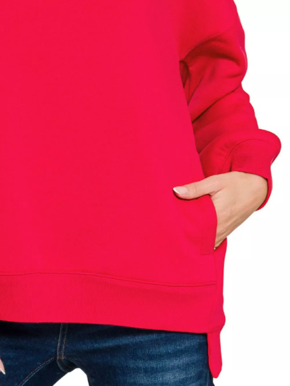 Full Size Fleece Hi-low Boyfriend Sweatshirts with Pockets Plus Size, image 2