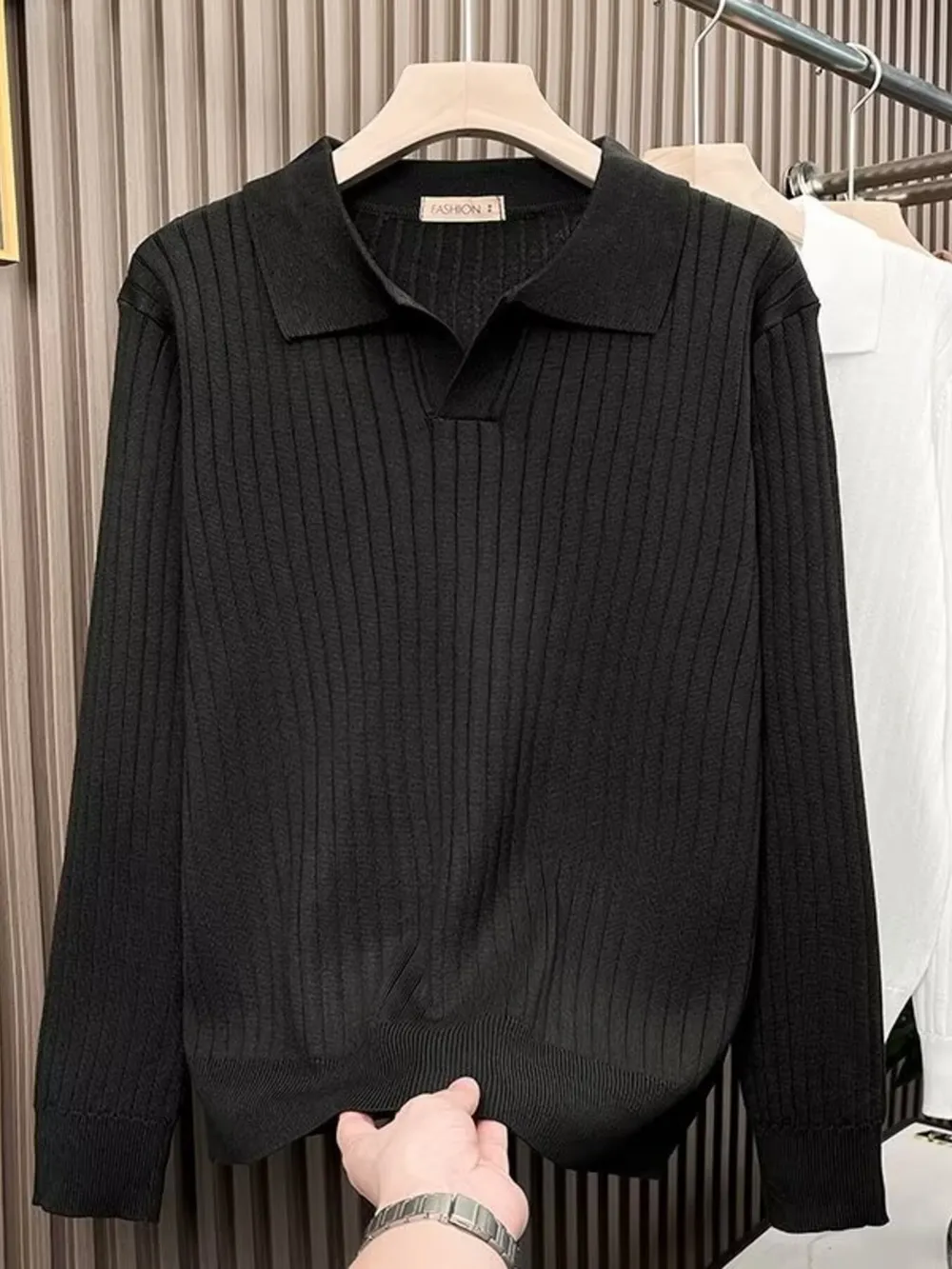 Men's Plus Size Collared Neck Long Sleeve Polo