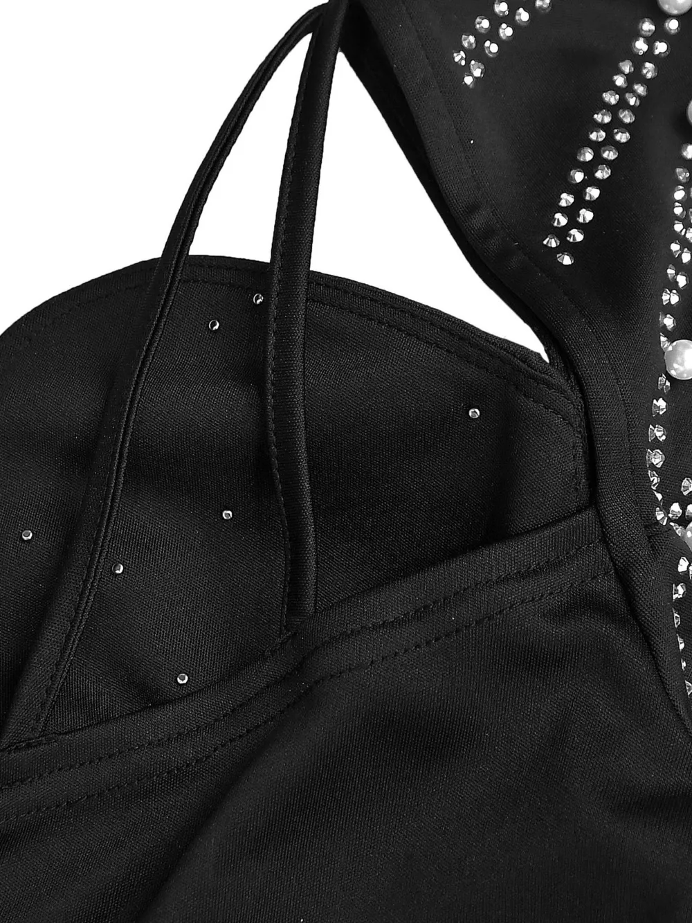 Rhinestone Pearl Detail One-Shoulder Mermaid Maxi Dress, image 13