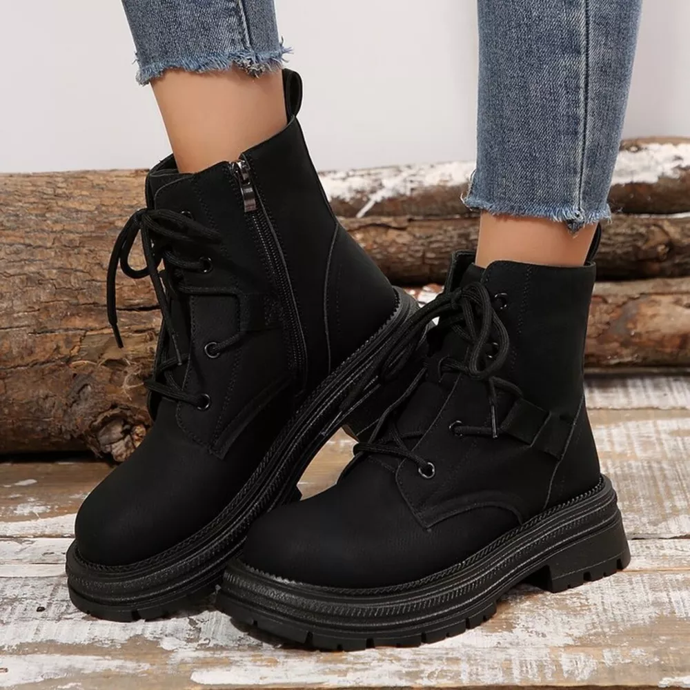 Round Toe Lace Up Platform Boots, image 6