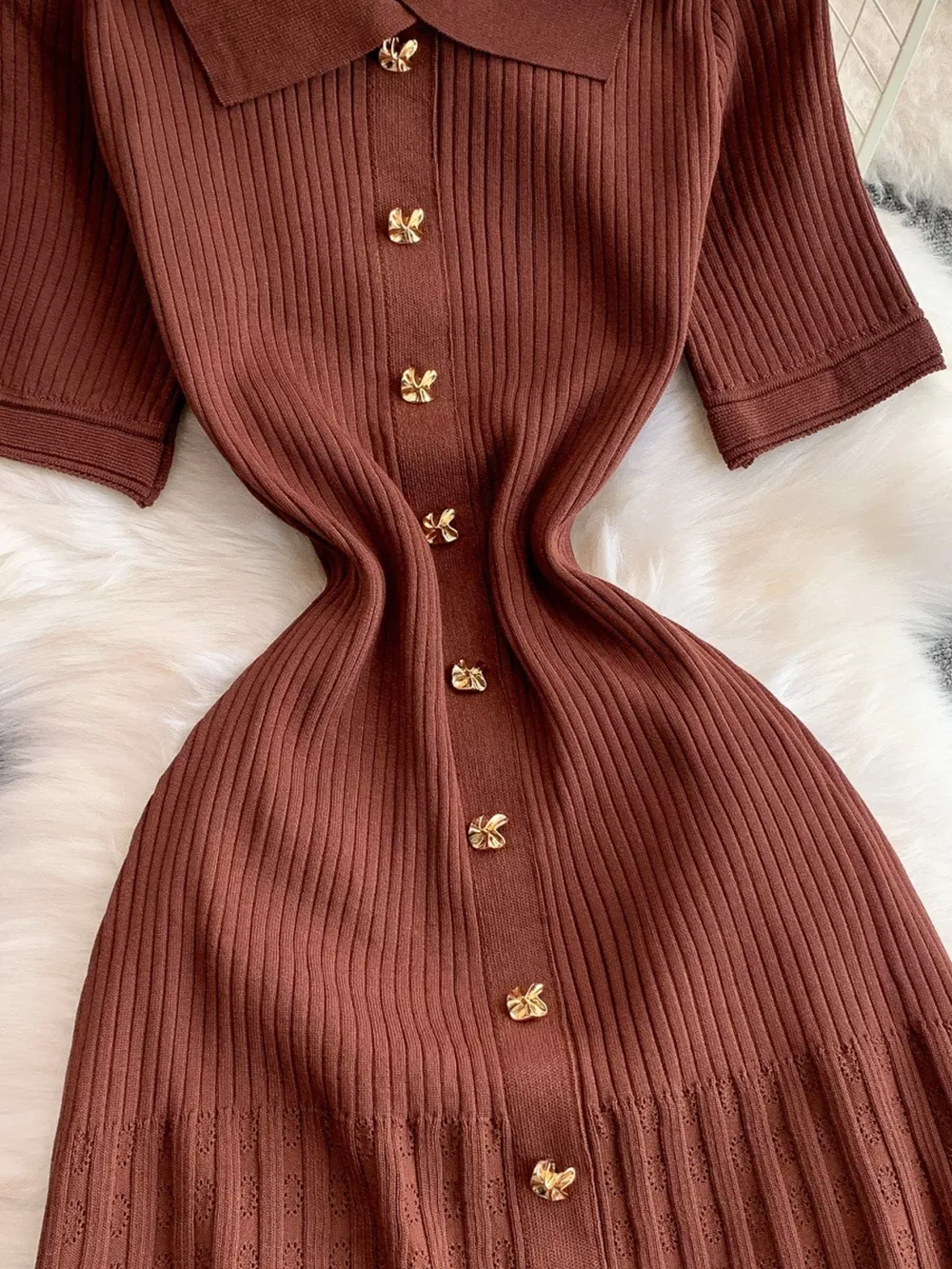 Button Front Ribbed Knit Midi Dress, image 28