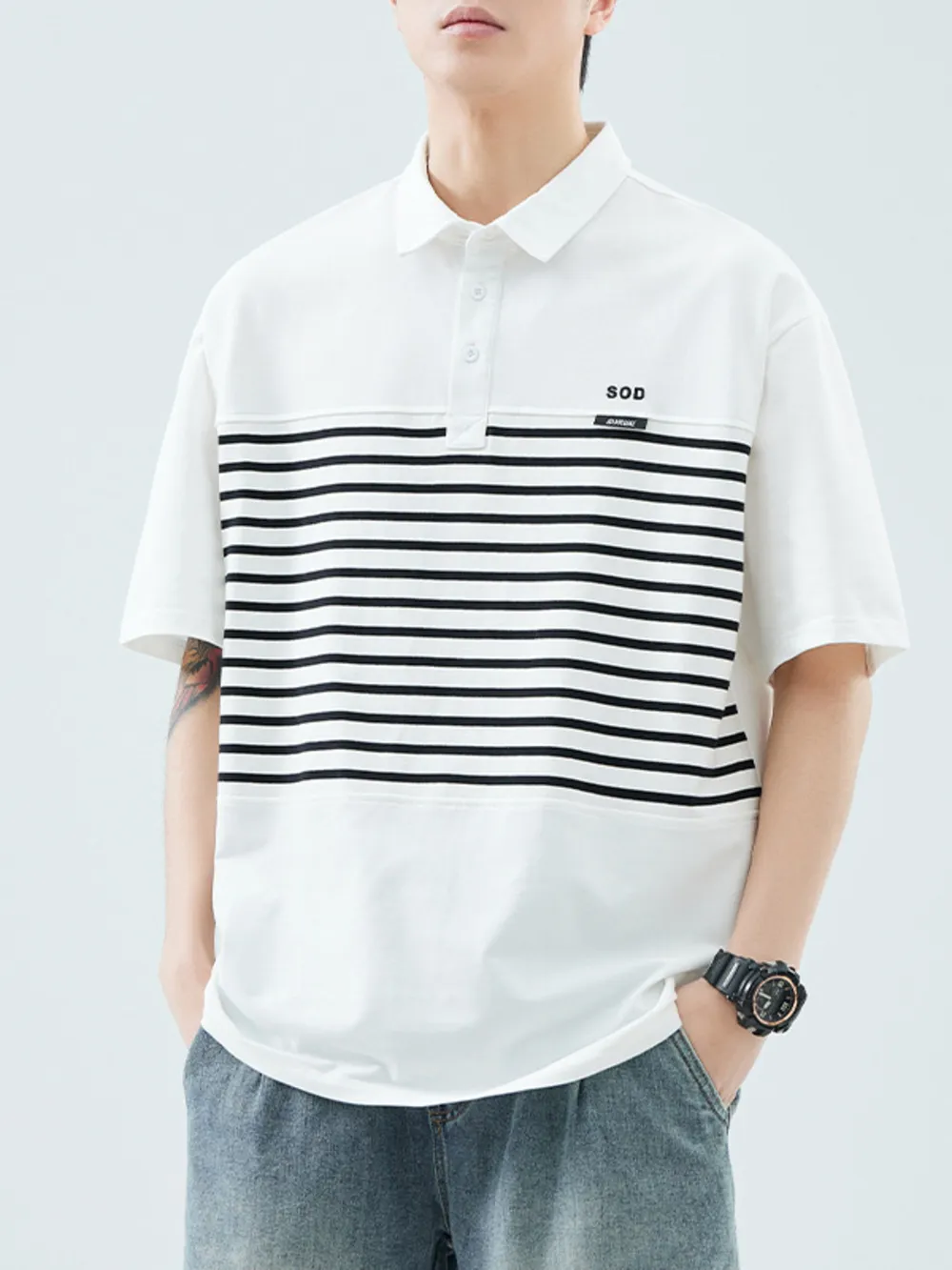 Men's Plus Size Button Detail Short Sleeve Polo, image 4