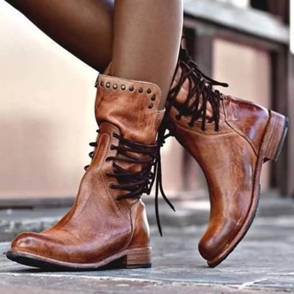 Lace Up Block Heels Boots, image 9