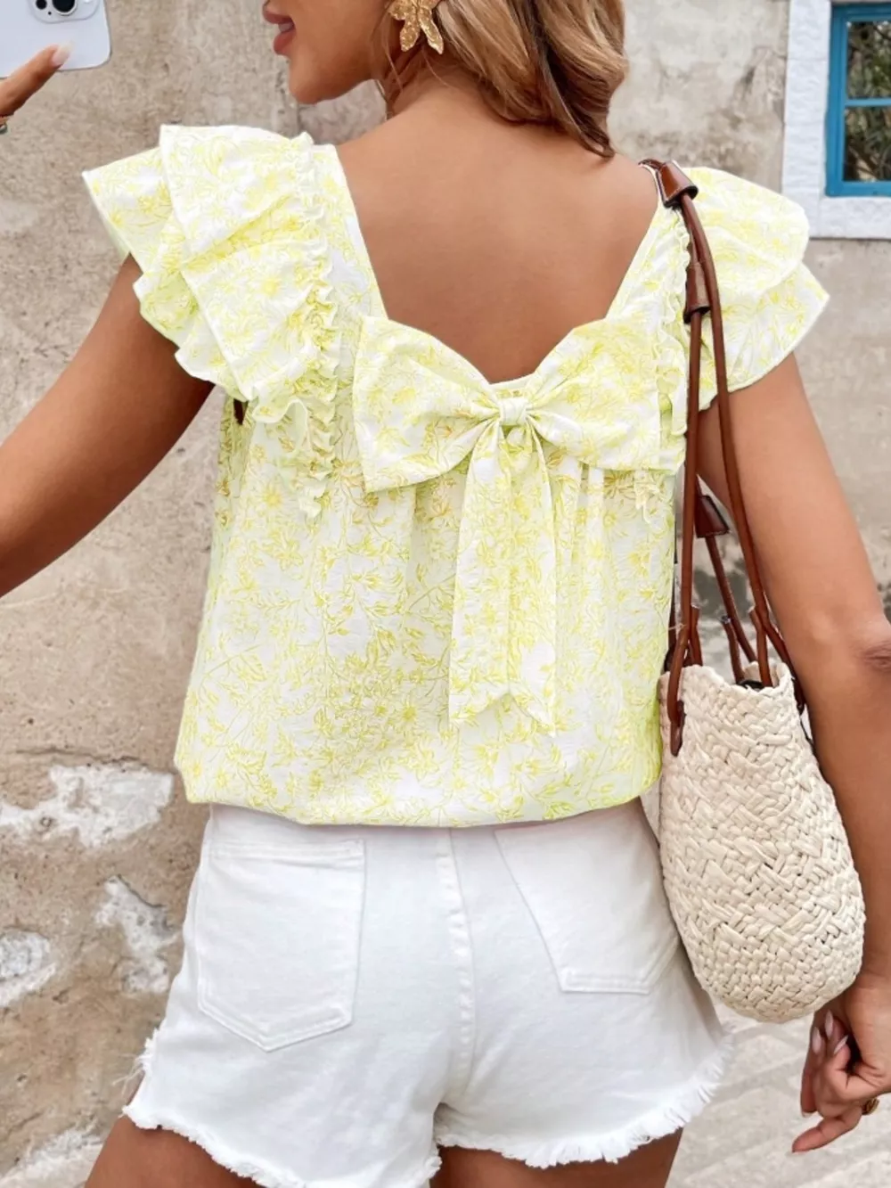Floral Print Ruffle Trim Blouse, image 22