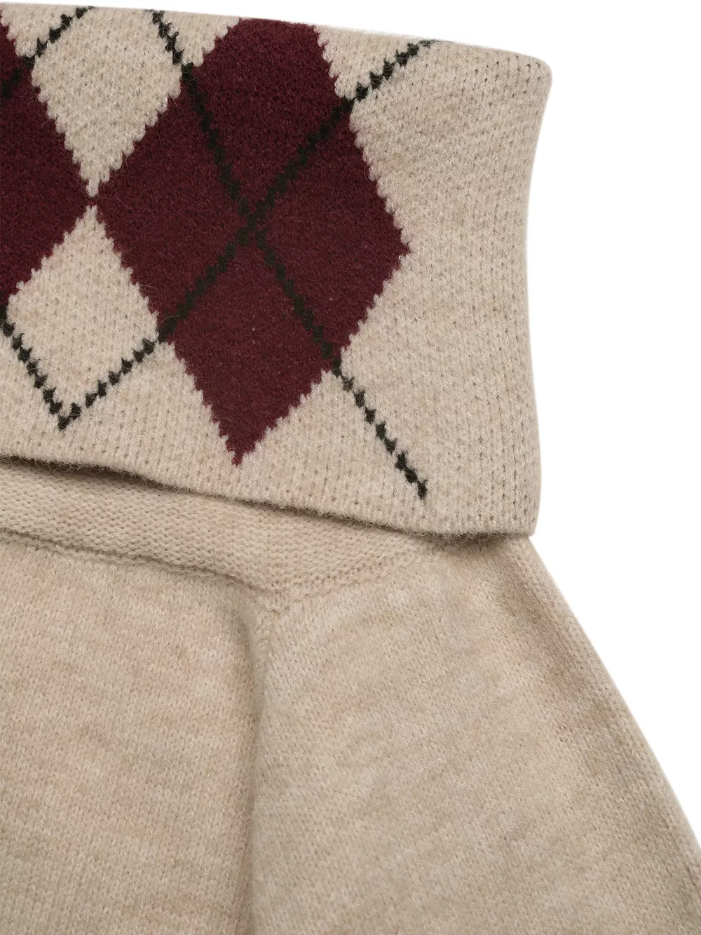 Off-Shoulder Argyle Pattern Sweater, image 10