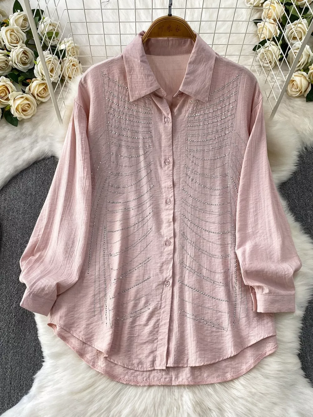 Rhinestone Button Up Shirt and Pants Set, image 6