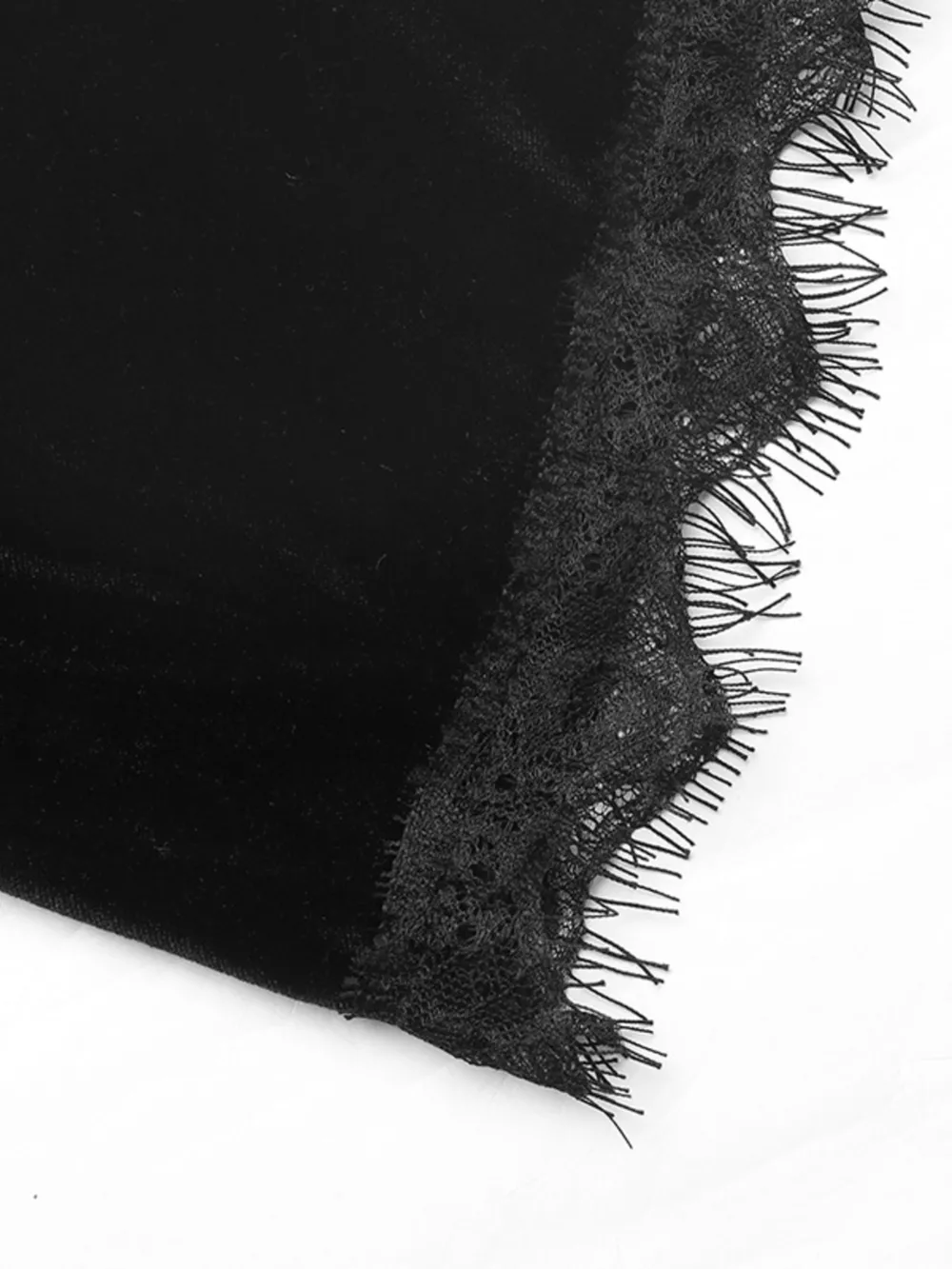 Velvet Lace Trim V-Neck Mini Dress, image 9