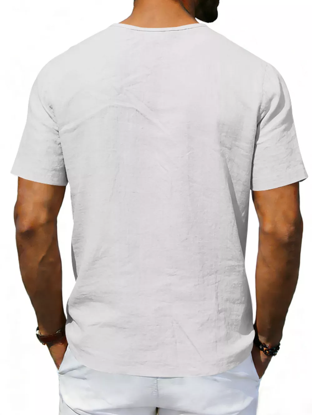 Men's Full Size Casual V-Neck Linen T-Shirt Plus Size, image 10
