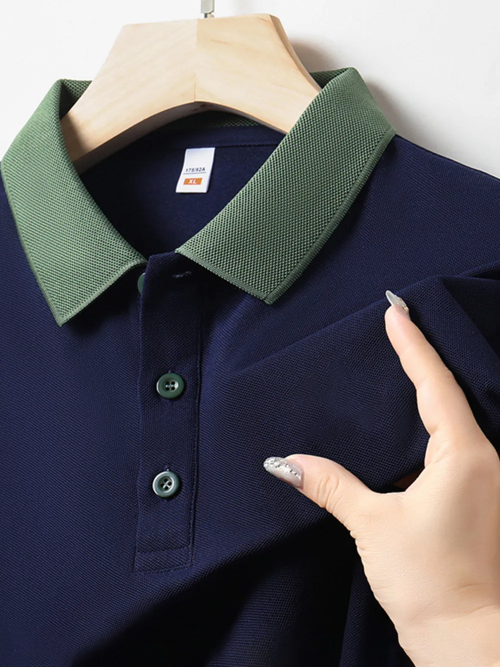 Men's Plus Size Contrast Collar Short Sleeve Polo Shirt, image 6