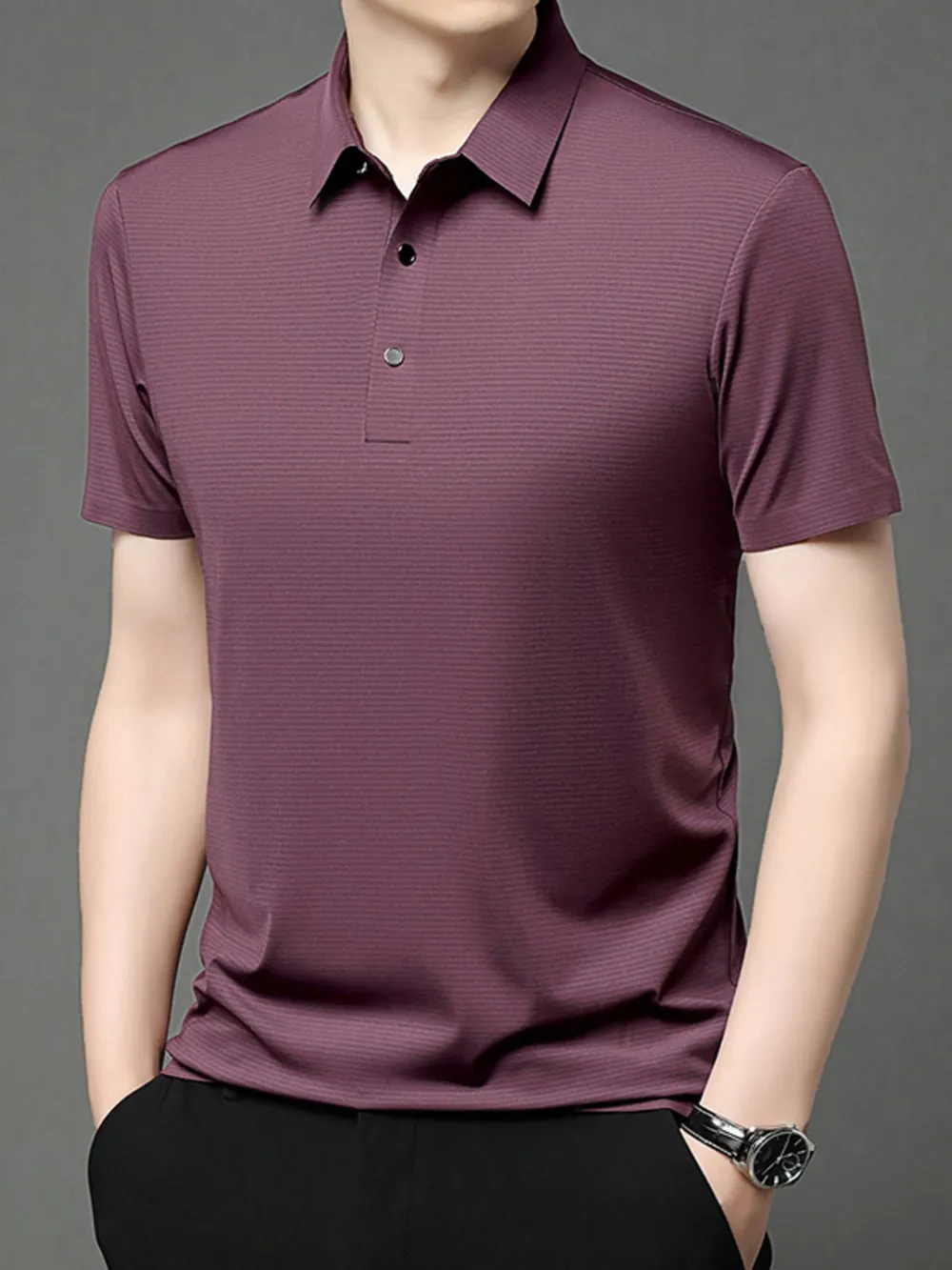 Men's Plus Size Button Detail Short Sleeve Polo, image 7