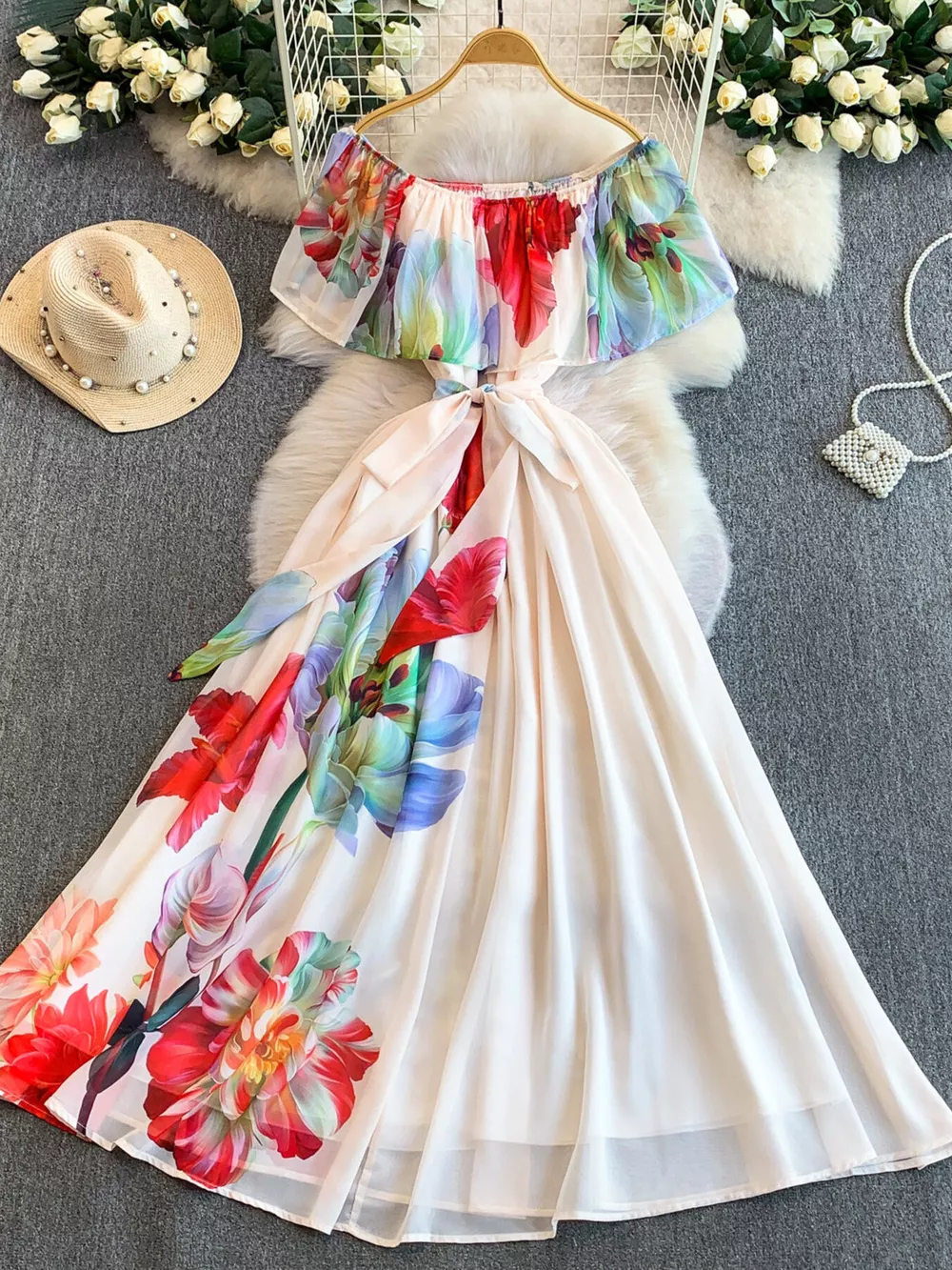Floral Off-Shoulder A-Line Dress, image 5