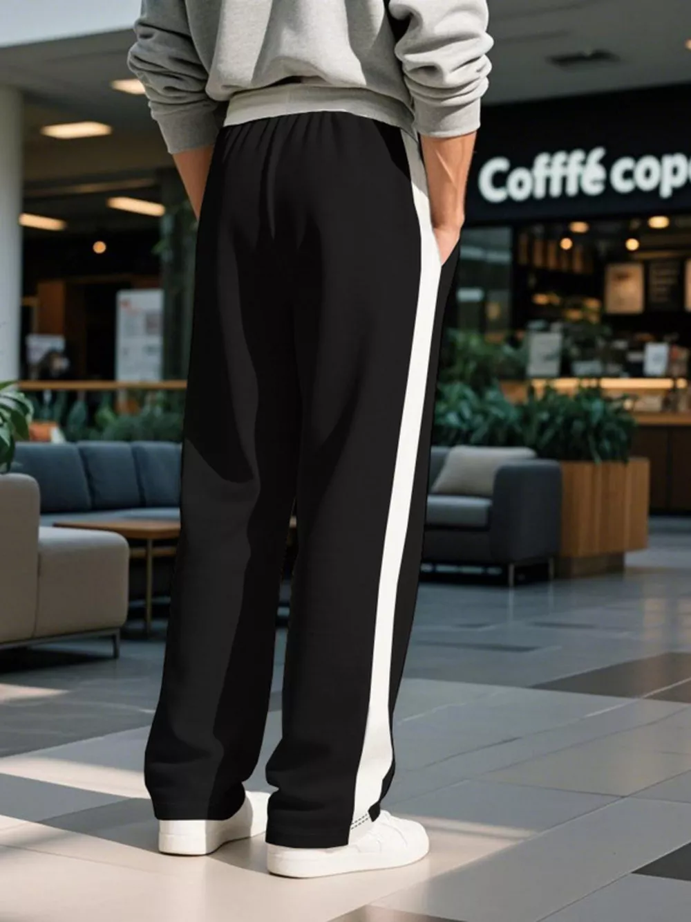 Men's Full Size Contrast Stripe Drawstring Sweatpants Plus Size, image 3