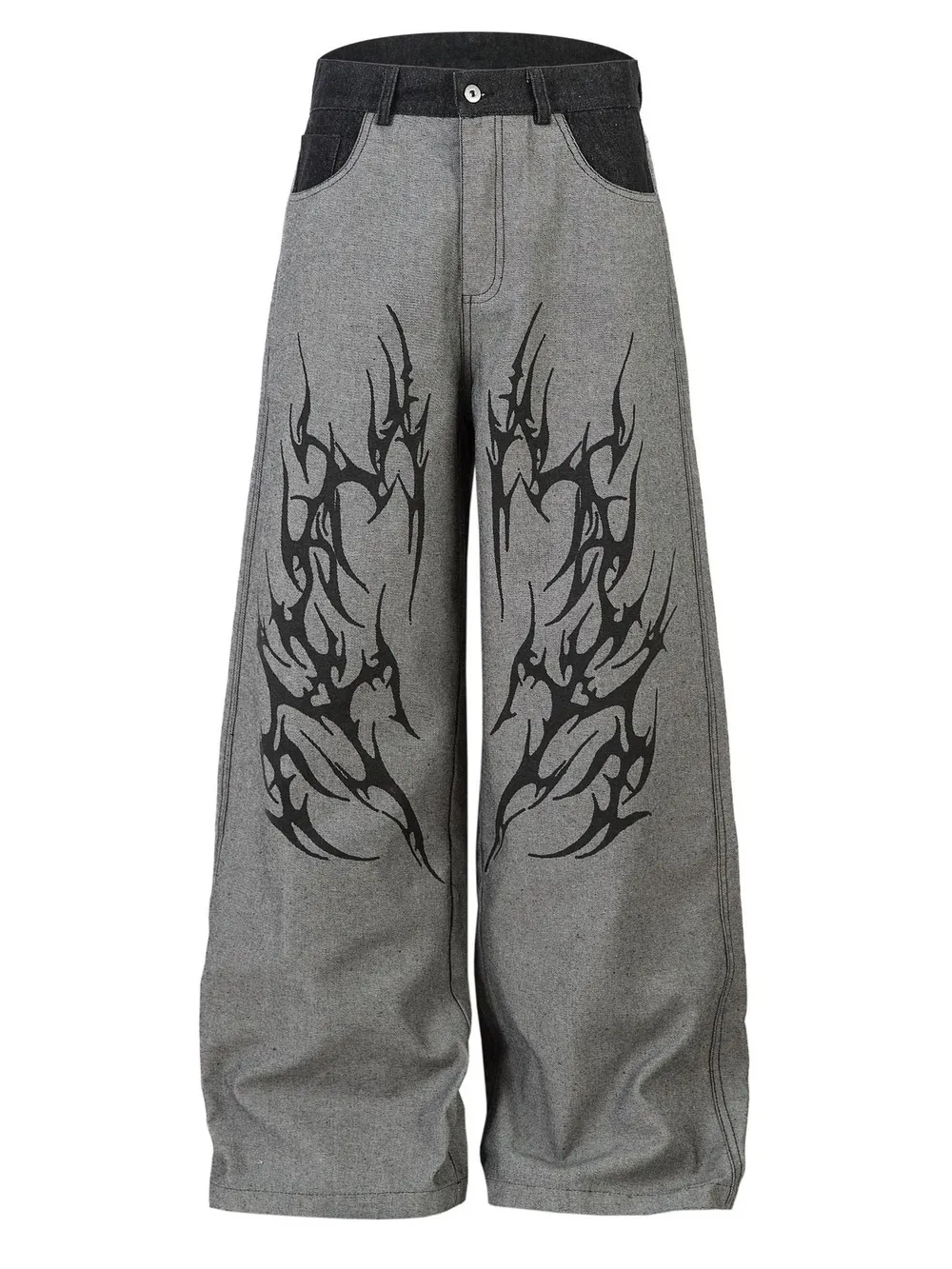 Men's Lightning Pattern Wide Leg Jeans