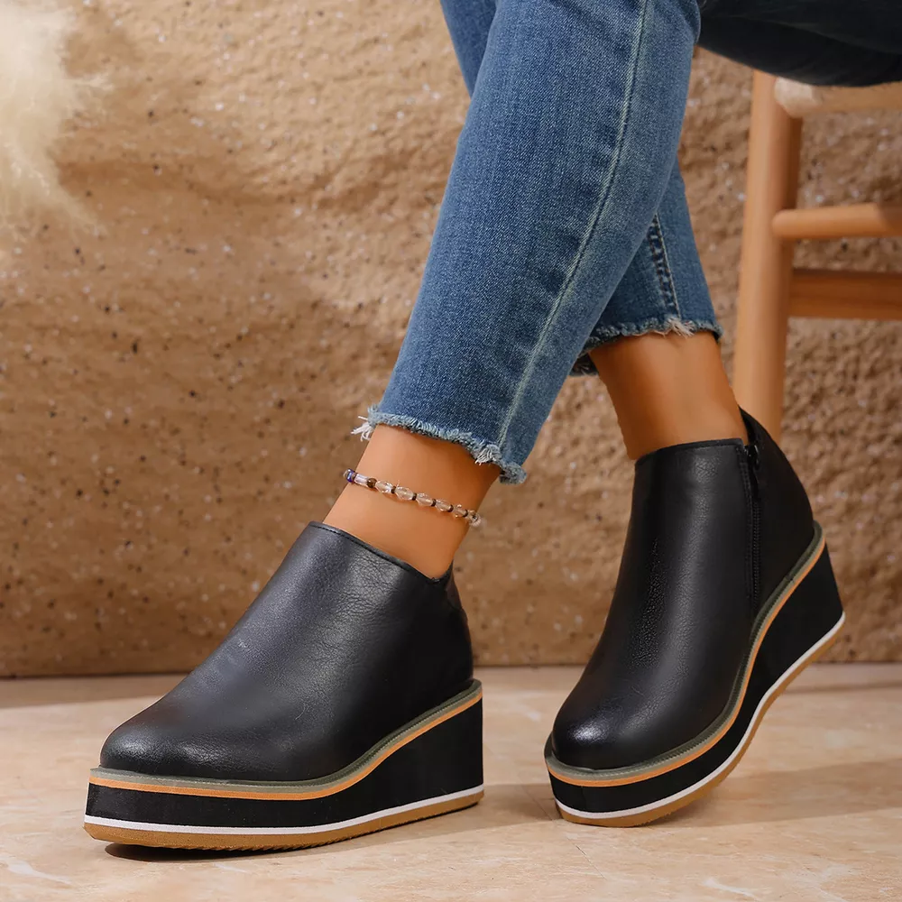 Wedge Ankle Boots with Zipper, image 5