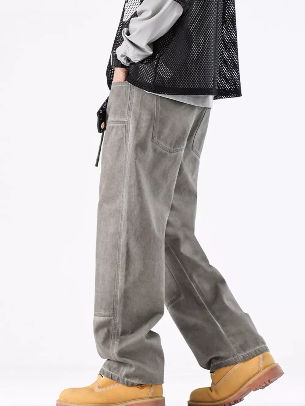 Men's Vintage Wash Wide Leg Jeans, image 3