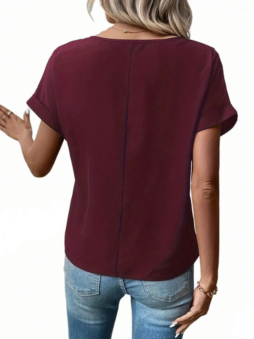 Casual Zipper Front Short Sleeve Blouse, image 9