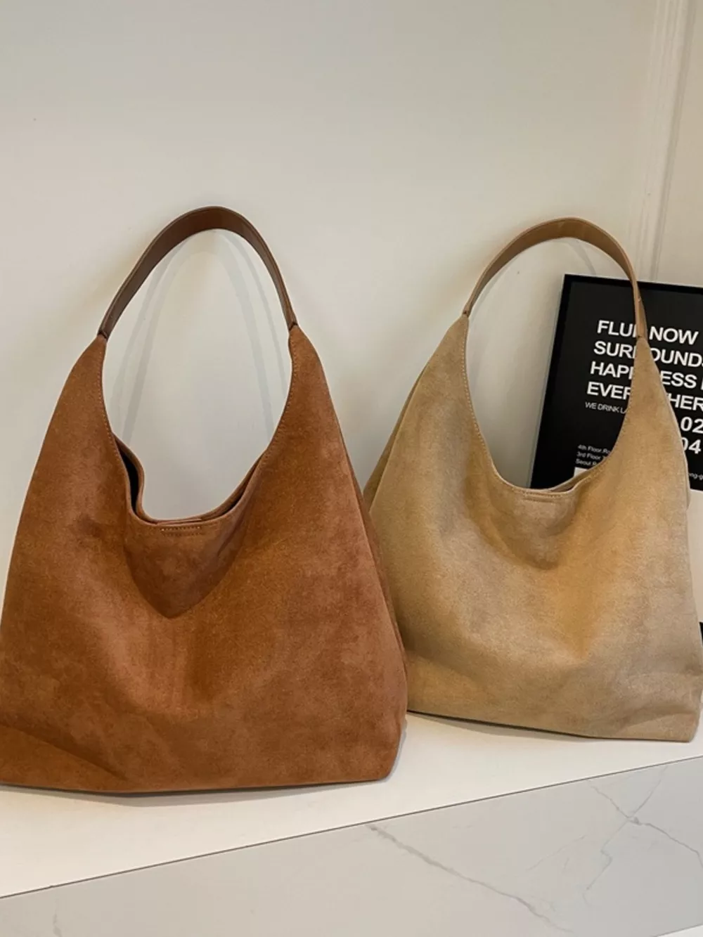 Solid Color Suede Tote Bag, image 7