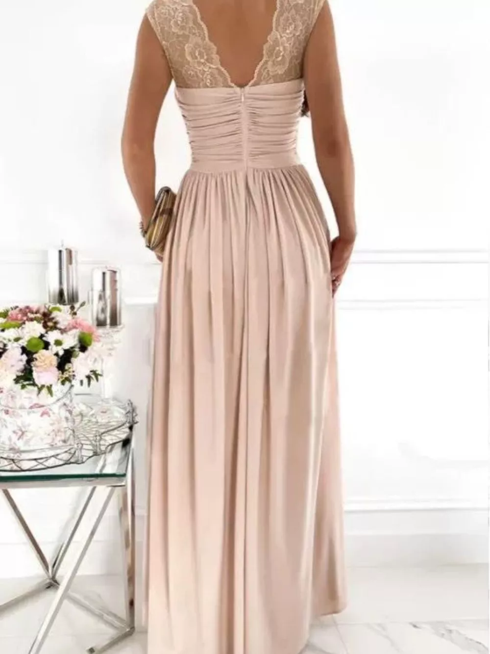 High Slit Lace Detail Maxi Dress, image 14
