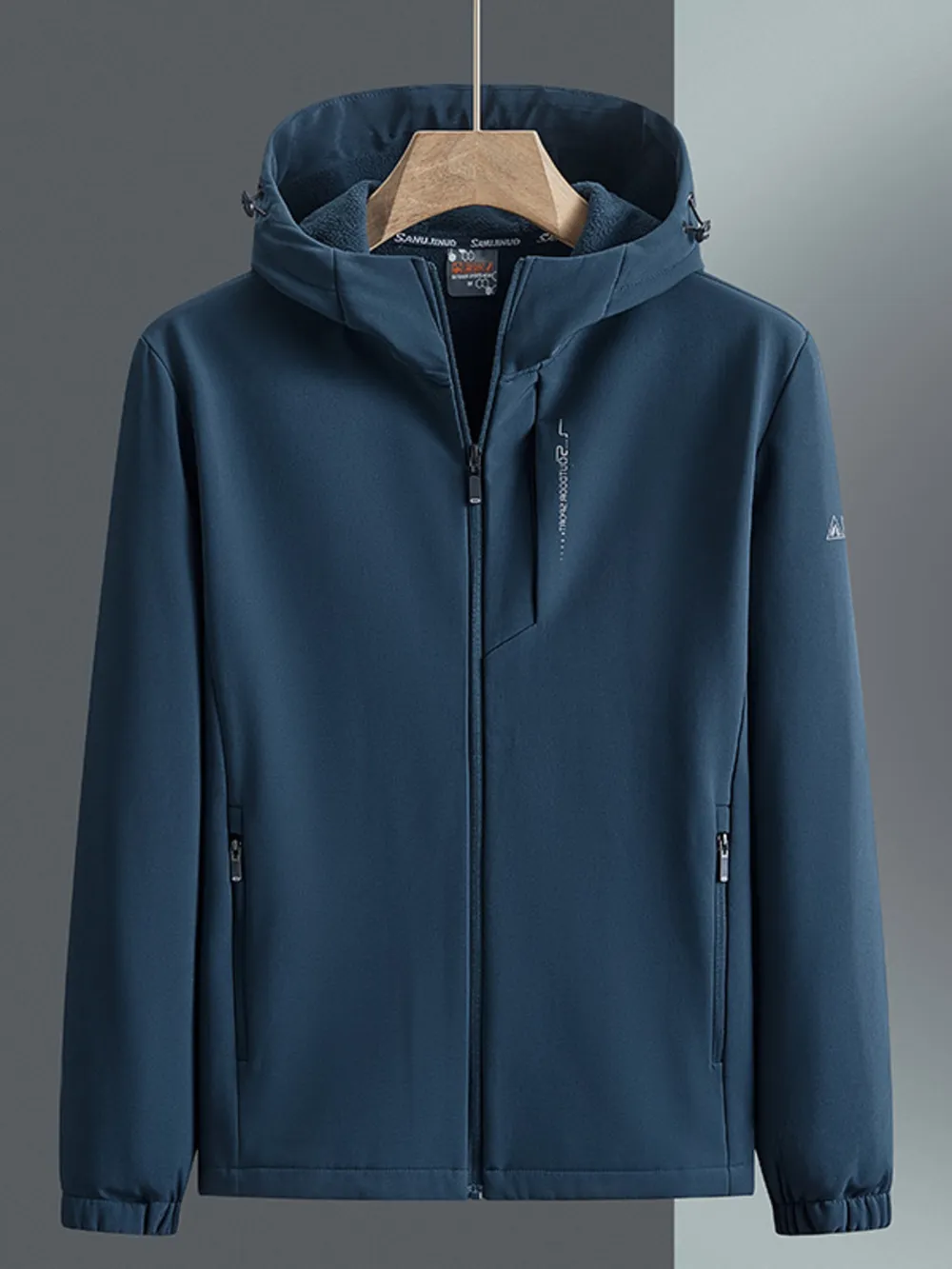 Men's Plus Size Casual Hooded Windproof Jacket, image 2