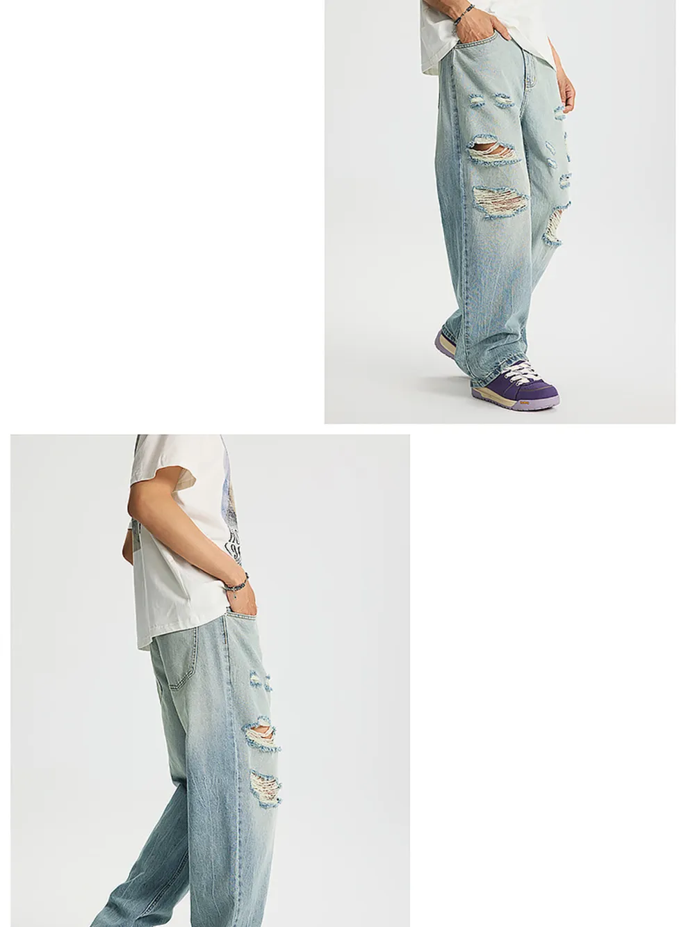 Men's Full Size Distressed Wide Leg Jeans Plus Size, image 6