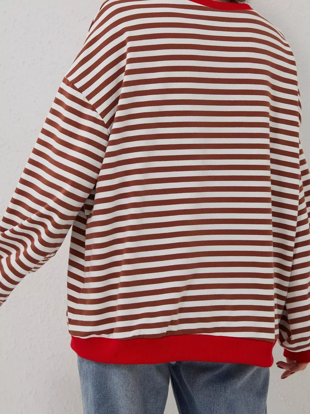 Striped Contrast Trim Oversized Sweatshirt, image 8