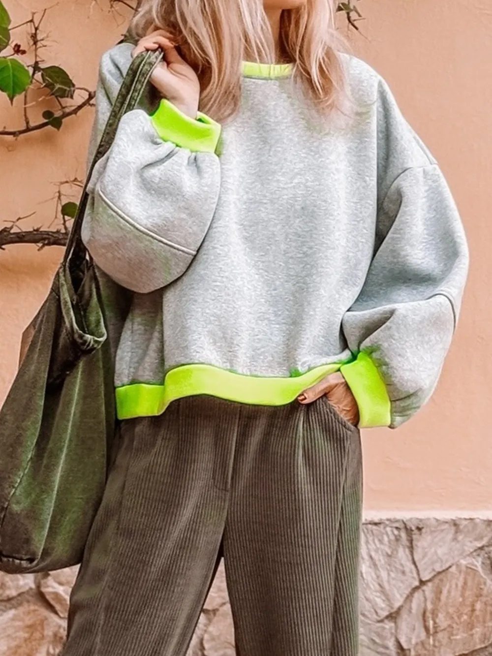 Contrast Trim Oversized Sweatshirt
