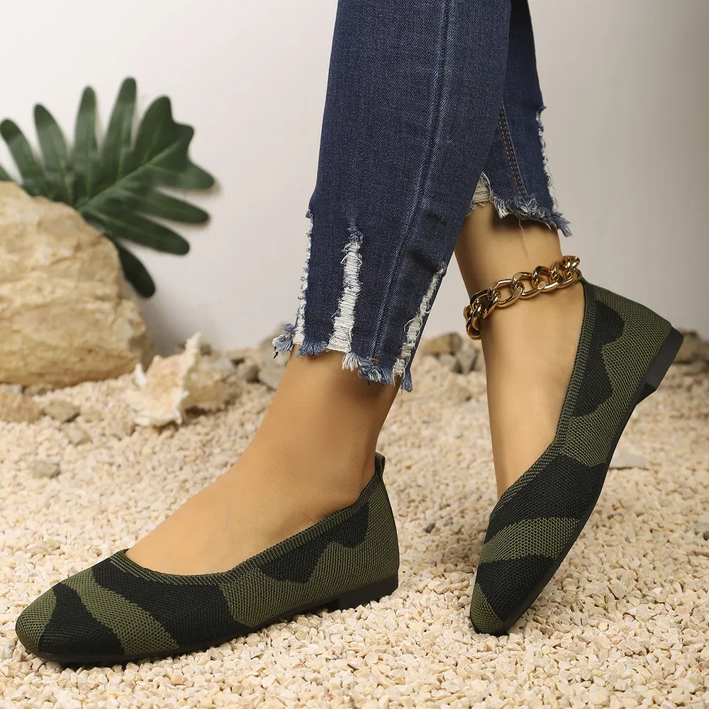 Camouflage Mesh Knit Flat Loafers, image 4