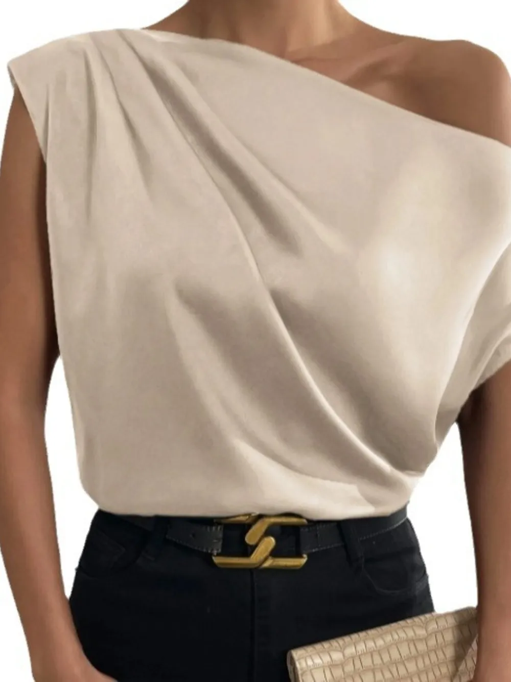 Asymmetrica One-Shoulder Draped Blouse, image 8