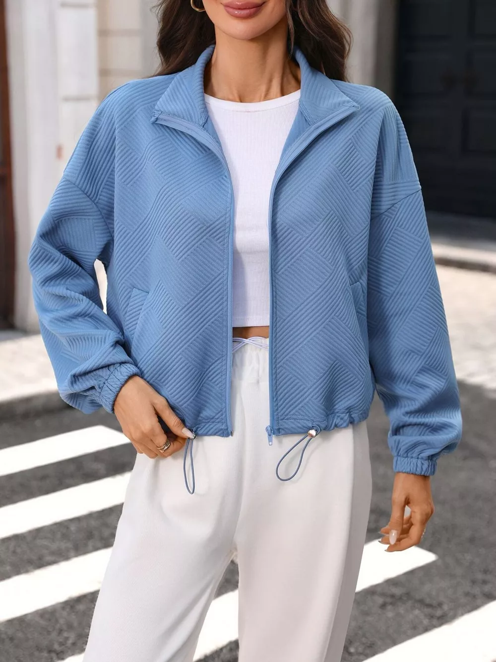 Textured Zip-Up Casual Jacket, image 18